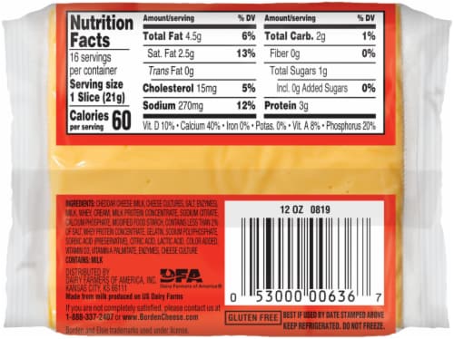 Borden® American Sliced Cheese Singles Perspective: back