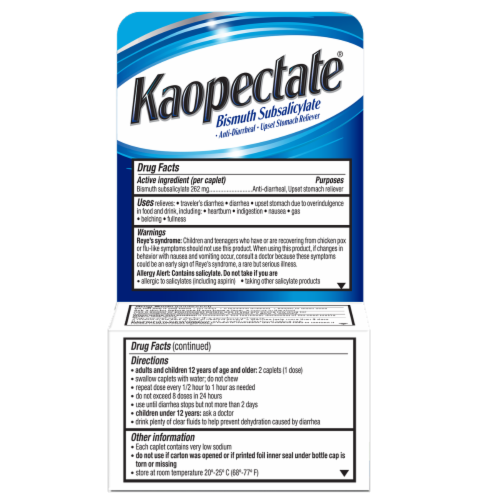 Kaopectate® Diarrhea & Upset Stomach Coated Capsules Perspective: back