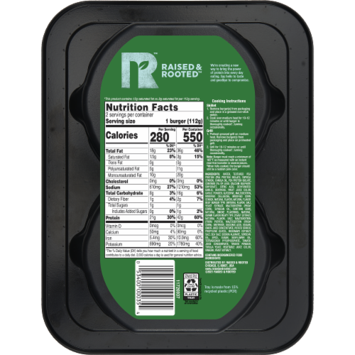Raised & Rooted™ Plant Based Burger! Meat Alternative Perspective: back