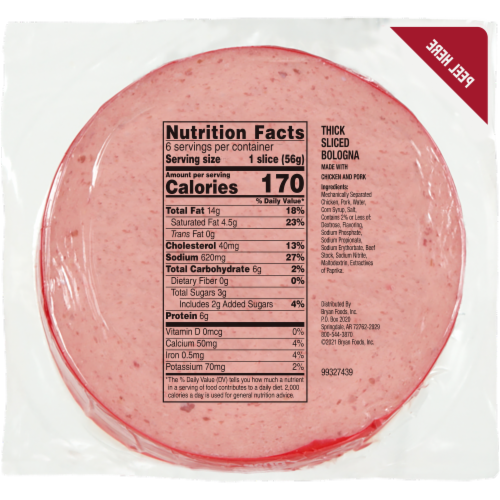 Bryan® Thick Sliced Bologna Lunchmeat Perspective: back