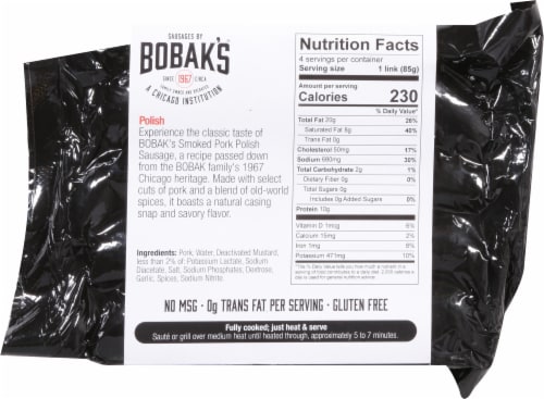 Bobak's® Smoked Polish Pork Sausage Perspective: back