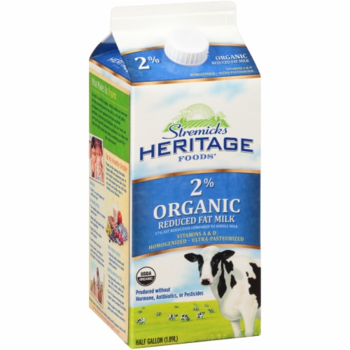 Stremicks Heritage Foods® Organic 2% Reduced Fat Milk Half Gallon Perspective: back