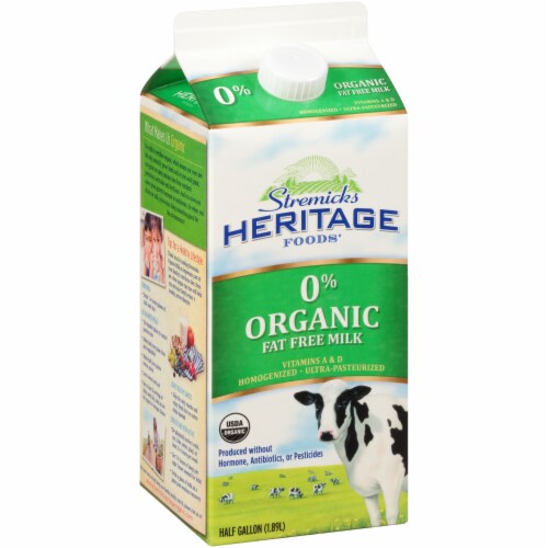 Stremicks Heritage Foods Organic Fat Free Milk Half Gallon Perspective: back