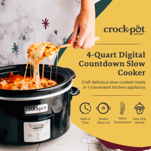 Crock-Pot 4 Quart Digital Count Down Food Slow Cooker Kitchen Appliance,  Black, 1 Piece - Kroger