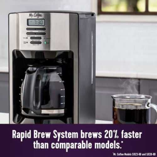 Mr. Coffee - 12-Cup Programmable Coffee Maker with Strong Brew Selector - Stainless Steel