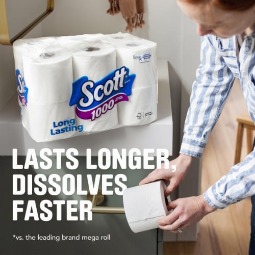 Scott 1000 Toilet Paper Regular Rolls 1 Ply Toilet Tissue Perspective: back