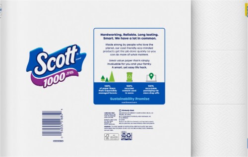 Scott® 1000 Sheets Per Roll One-Ply Bathroom Tissue Perspective: back
