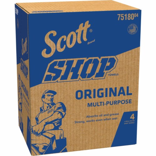 Shop Towels, 1-Ply, 10.4 x 11, Blue, 55/Roll, 6 Rolls/Pack Shop Towels, 1-Ply, 10.4 x 11, Blue, 55/Roll, 6 Rolls/Pack