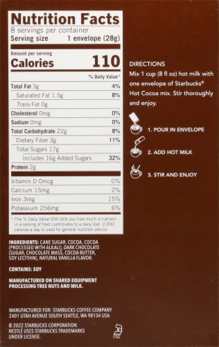 Starbucks® Double Chocolate Hot Cocoa Mix Perspective: back