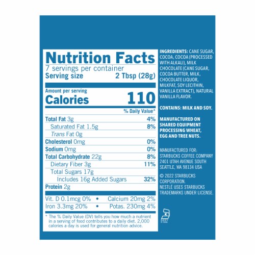 Starbucks® Milk Chocolate Cocoa Mix Perspective: back