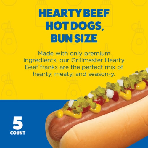 Ball Park Bun Length Grillmaster Hearty Uncured Beef Hot Dogs Perspective: back