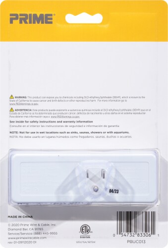 Prime® USB Charger with AC Outlets Perspective: back