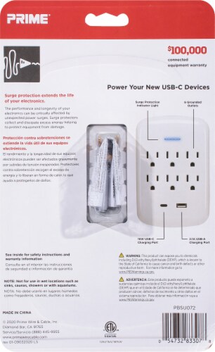 Prime® 6-Slot Outlet - White Perspective: back