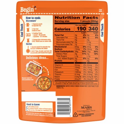Uncle Ben's Ready Rice Whole Grain Brown Rice Perspective: back