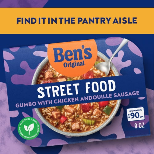 Ben's Original Street Food Gumbo With Chicken Andouille Sausage Prepared Entrée Microwave In 90 Sec Perspective: back