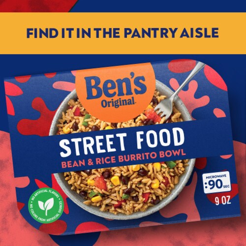 Ben's Original Street Food Bean & Rice Burrito Bowl Prepared Entrée Microwave In 90 Seconds Perspective: back