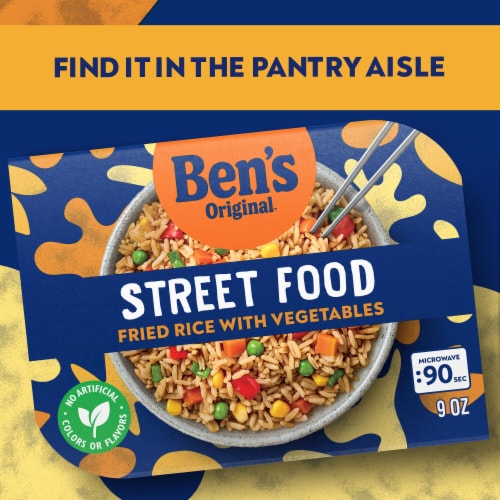 Ben's Original Street Food Fried Rice With Vegetables Prepared Entrée Microwave In 90 Seconds Perspective: back