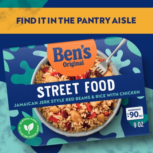 Ben's Original Street Food Jamaican Jerk Rice, Beans & Chicken Prepared Entrée Microwave In 90 Sec Perspective: back