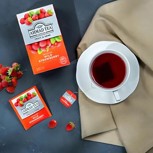 Ahmad Tea Wild Strawberry Herbal Tea Perspective: back