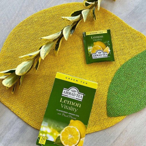 Ahmad Lemon Vitality Flavoured Green Tea Bags Perspective: back