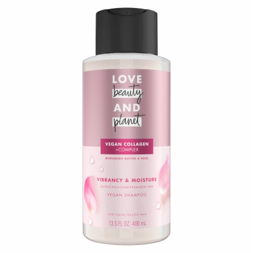 Love Beauty and Planet Blooming Color Murumuru Butter & Rose 100% Biodegradable Shampoo Perspective: back