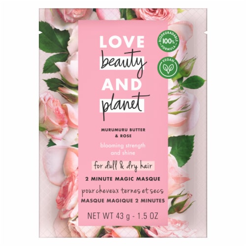 Love Beauty and Planet Blooming Strength & Shine Murumuru Butter & Rose Hair Mask Perspective: back