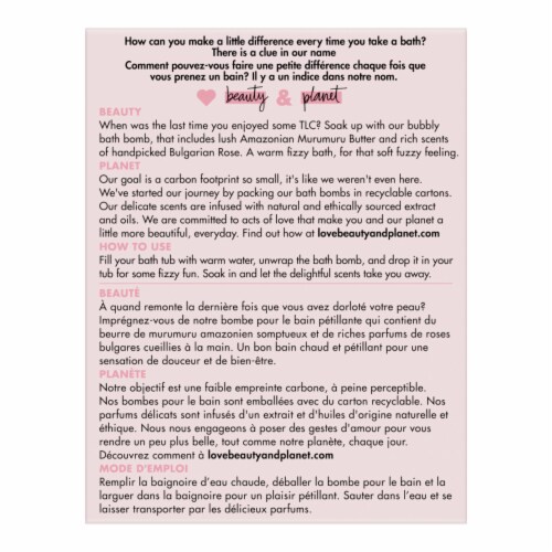 Love Beauty & Planet Bountiful Bouquet Murumuru Butter & Rose Bath Bomb Perspective: back