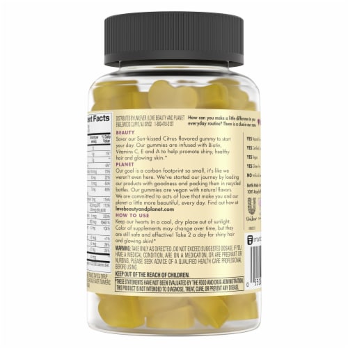 Love Beauty & Planet Multi-Benefit Citrus Crush Vegan Gummy Vitamins Perspective: back
