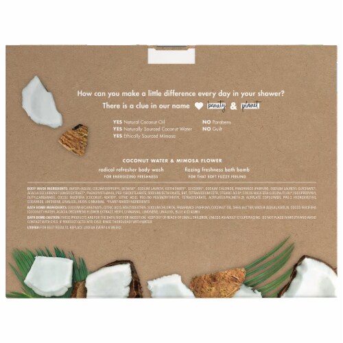 Love Beauty and Planet Coconut Water & Mimosa Flower Body Wash and Bath Bombs Perspective: back