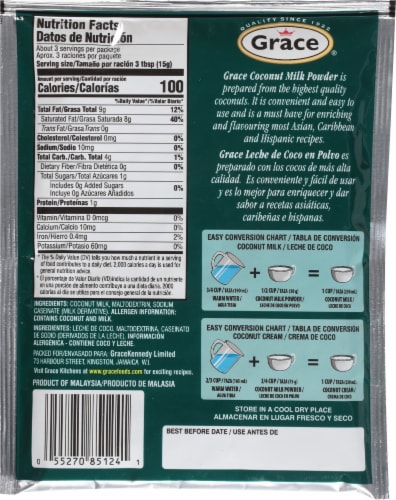 Grace® Coconut Milk Powder Perspective: back