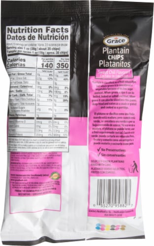 Grace® Sweet Chili Flavored Plantain Chips Perspective: back