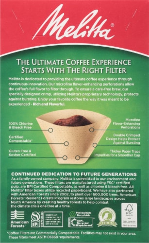 Melitta® #2 Super Premium Paper Cone Coffee Filters - Natural Brown Perspective: back