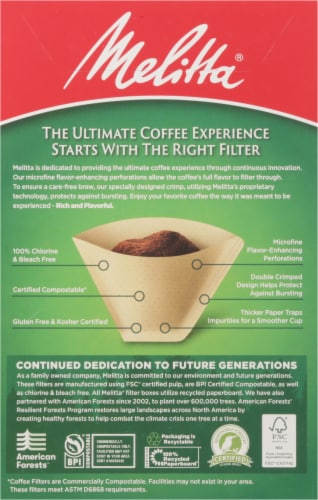 Melitta® #4 Cone Natural Brown Coffee Filters Perspective: back