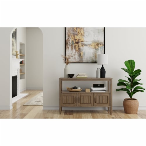 Lev Solid Wood Console Table In Smoky Brown Perspective: back