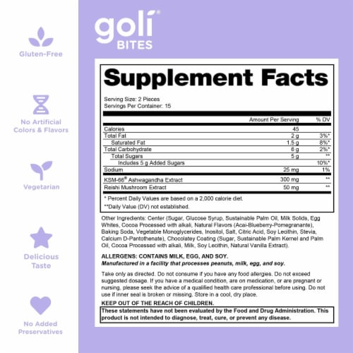 Goli® Nutrition Calm Chocolate Acai Berry Flavored Dietary Supplement Bites Perspective: back