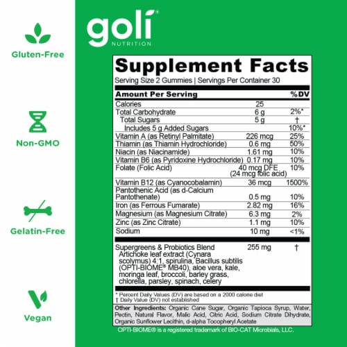 Goli® Nutrtion Supergreens Gummies Supplement Perspective: back