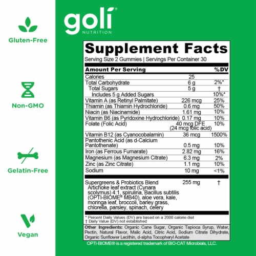 Goli® Nutrtion Supergreens Gummies Supplement Perspective: back