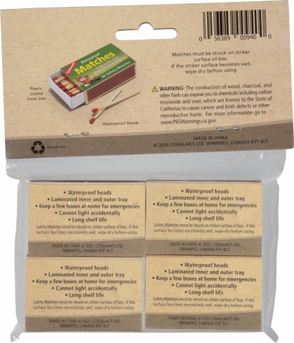 Coghlan's Wooden Safety Waterproof Matches Perspective: back