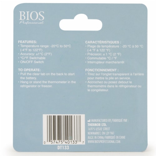 BIOS Professional DT133 Digital Fridge and Freezer Thermometer Perspective: back