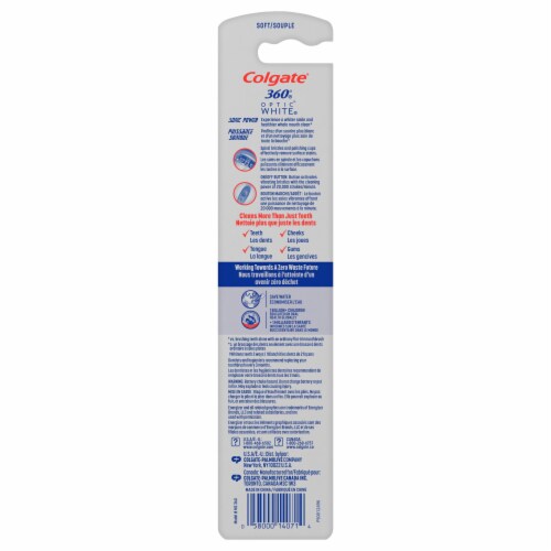 Colgate® 360® Optic White® Soft Sonic Powered Toothbrush with Tongue and Cheek Cleaner Perspective: back