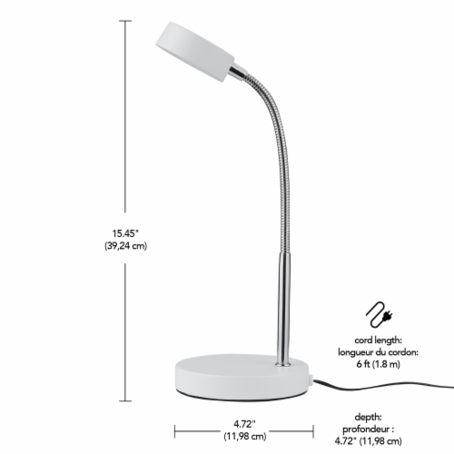 Globe Energy Star Cory LED Desk Lamp - Matte White Perspective: back