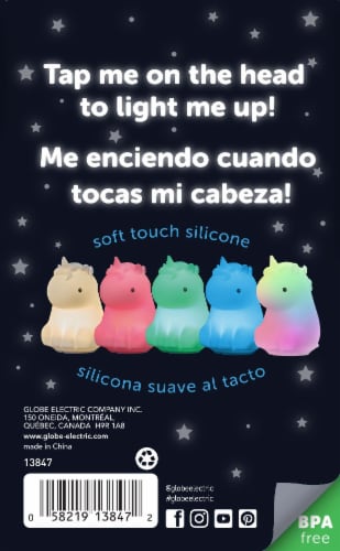 Emma Unicorn Color Changing LED Rechargeable Silicone Night Light Perspective: back