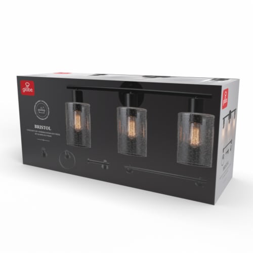 Bristol 5-Piece All-In-One Bathroom Set, Matte Black, 3-Light Vanity Light Perspective: back