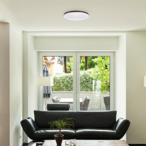 Ellington LED Integrated Flush Mount Ceiling Light, Dark Bronze Finish Perspective: back