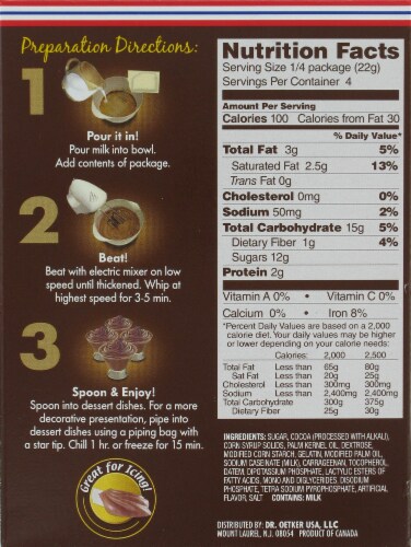 Dr. Oetker Milk Chocolate Mousse Mix Perspective: back