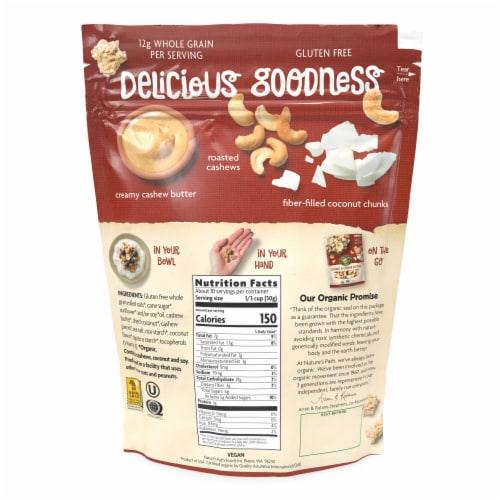 Nature's Path Coconut & Cashew Butter Granola Perspective: back