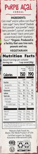 Nature's Path Organic Purple Acai Cereal Perspective: back