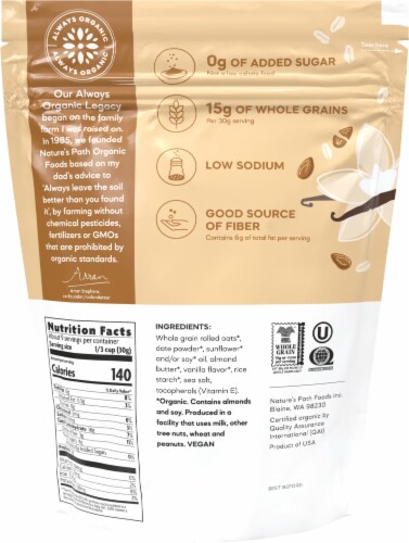 Nature's Path Organic® Almond Butter Vanilla Granola Perspective: back