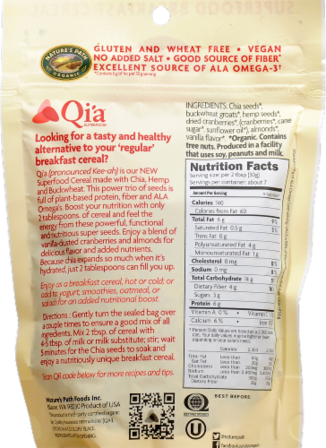 Nature's Path Organic® Qi'a™ Cranberry Vanilla Cereal Topper Perspective: back