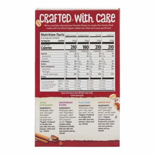 Nature's Path Organic Instant Oatmeal Variety Pack Perspective: back